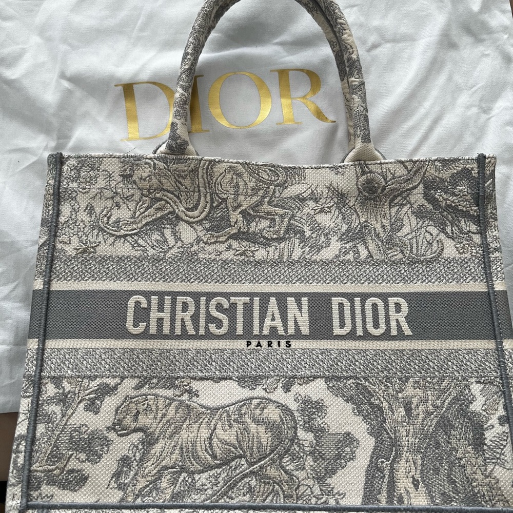 Dior Toile de Jouy Book tote gray medium